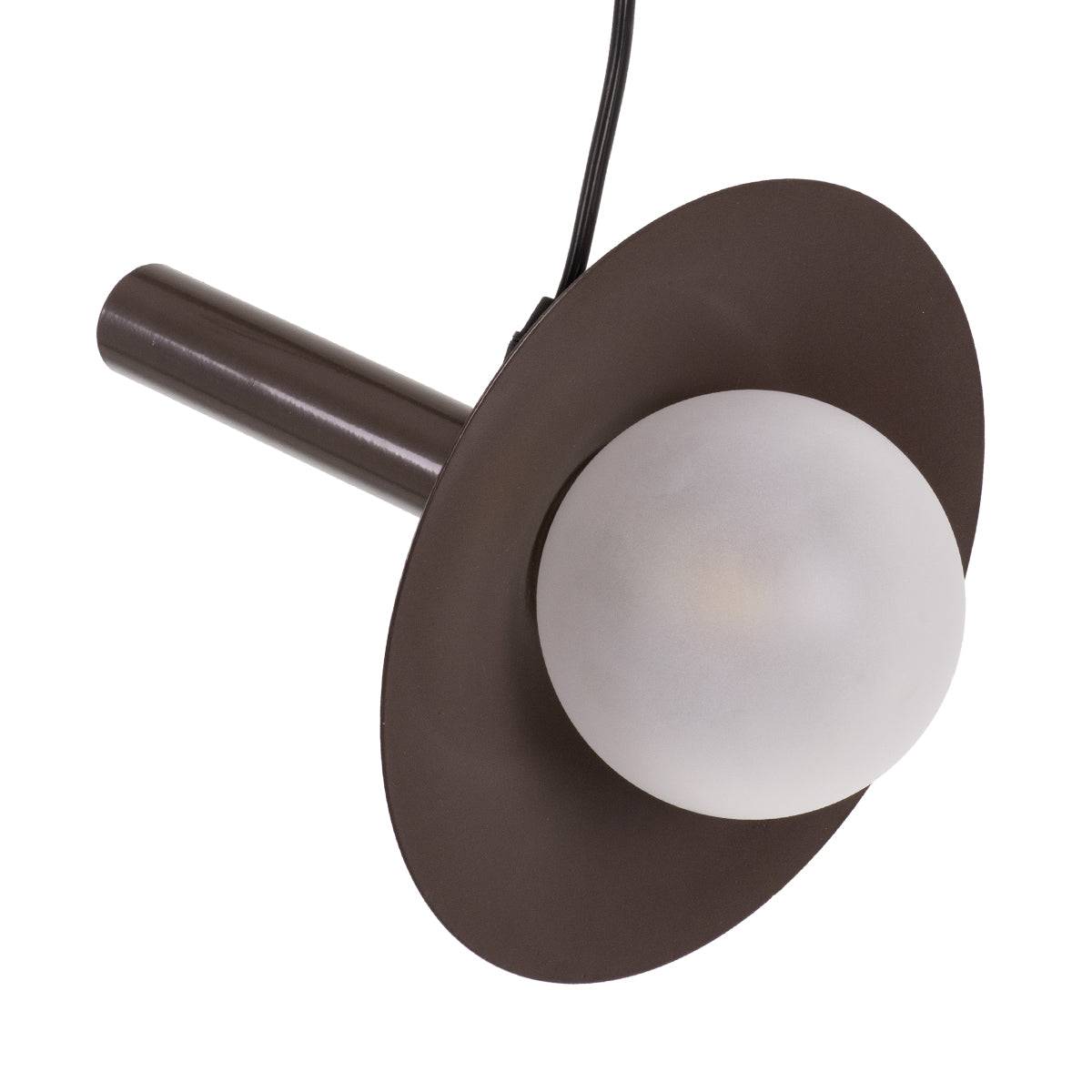 GloboStar® CELEST 00791 Μοντέρνο Μεταλλικό Κρεμαστό Φωτιστικό Οροφής Ανάρτηση με Ντουί G9 Μονόφωτο Καφέ με Λευκό Γυαλί Φ20 x Y26.5cm - ledmania.gr