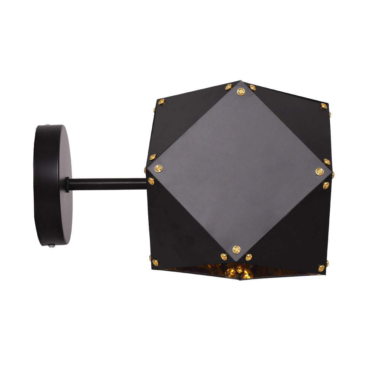 GloboStar® WELLES Replica 00794 Μοντέρνο Φωτιστικό Τοίχου Απλίκα Μονόφωτο Μεταλλικό Μαύρο Χρυσό Μ17 x Π28 x Υ17cm - ledmania.gr