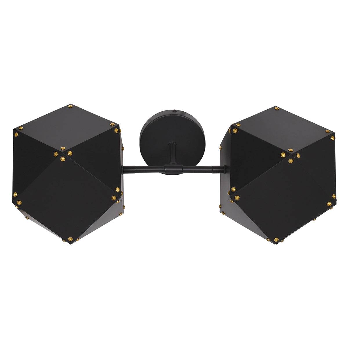 GloboStar® WELLES Replica 00795 Μοντέρνο Φωτιστικό Τοίχου Απλίκα Δίφωτο Μεταλλικό Μαύρο Χρυσό Μ52 x Π21 x Υ17cm - ledmania.gr