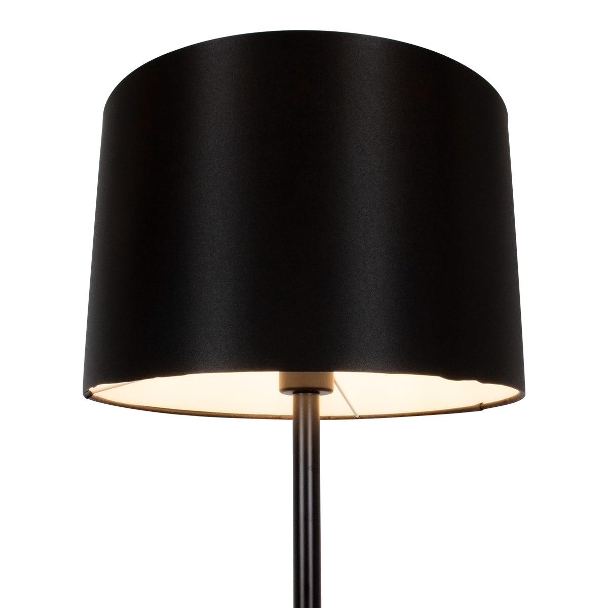 GloboStar® ASHLEY 00824 Μοντέρνο Φωτιστικό Δαπέδου Μονόφωτο Μεταλλικό Μαύρο με Καπέλο και Ξύλινη Λεπτομέρεια Φ40 x Υ145cm - ledmania.gr