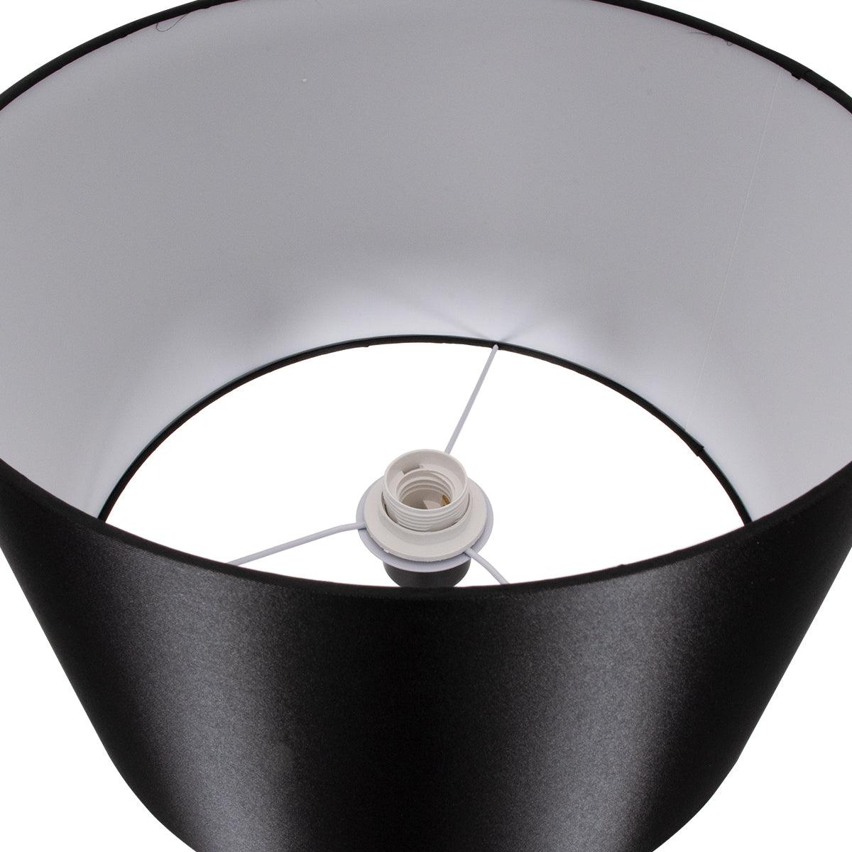 GloboStar® ASHLEY 00824 Μοντέρνο Φωτιστικό Δαπέδου Μονόφωτο Μεταλλικό Μαύρο με Καπέλο και Ξύλινη Λεπτομέρεια Φ40 x Υ145cm - ledmania.gr