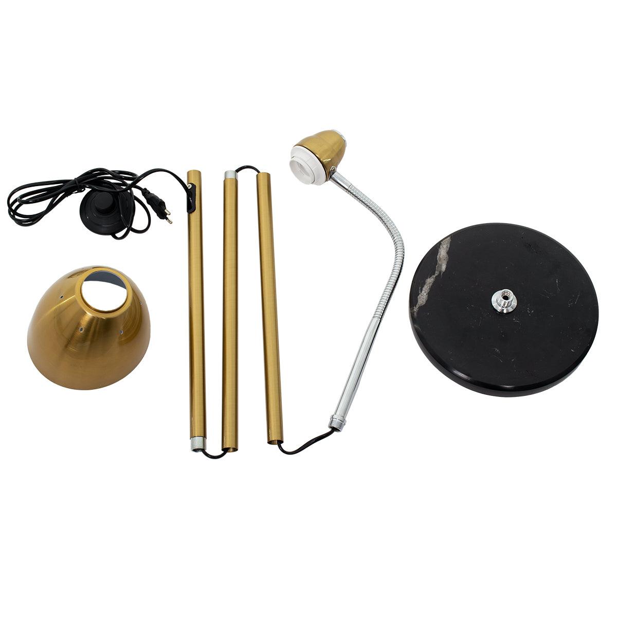 GloboStar® VERSA 00832 Μοντέρνο Φωτιστικό Δαπέδου Μονόφωτο Μεταλλικό Μπρονζέ Χρυσό με Μαύρη Μαρμάρινη Βάση Φ14.5 x Υ155cm - ledmania.gr