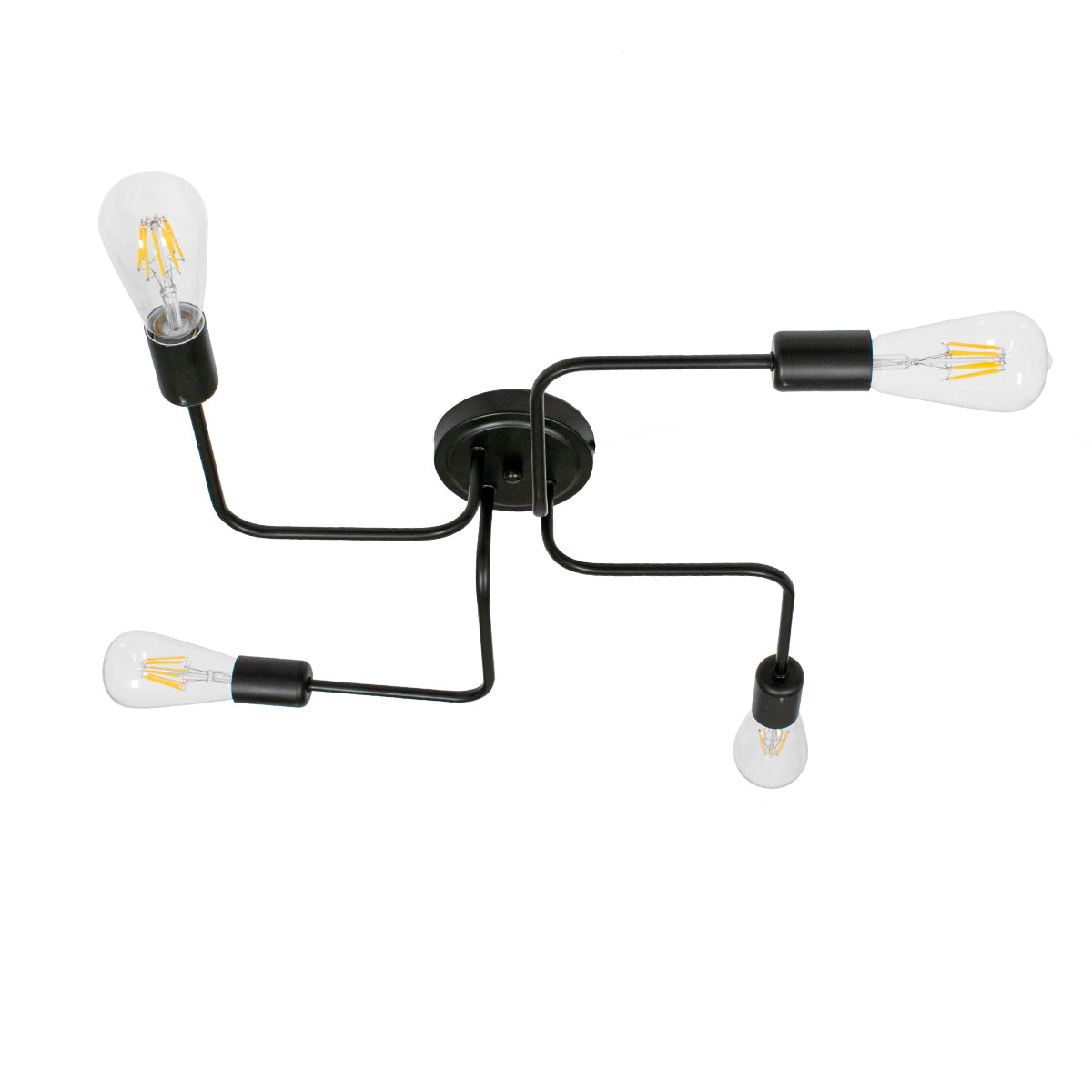 GloboStar® LIBERTA 00838 Μοντέρνο Φωτιστικό Οροφής Πολύφωτο Μαύρο Μεταλλικό Μ44.5 x Π44.5 x Υ12cm - ledmania.gr