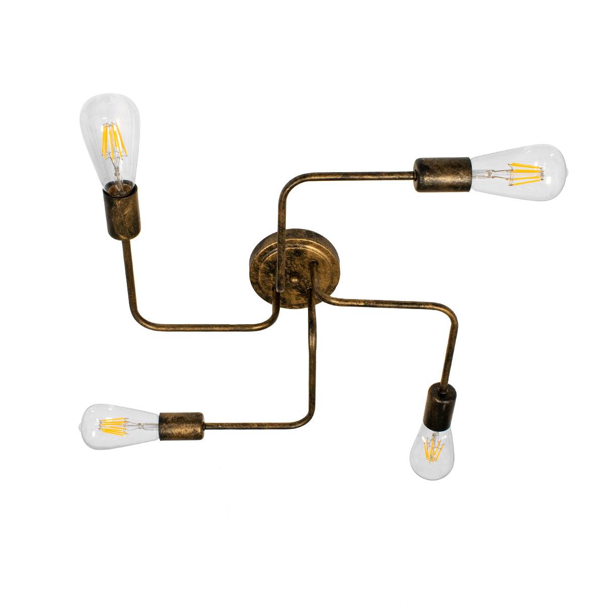 GloboStar® LIBERTA 00839 Μοντέρνο Φωτιστικό Οροφής Πολύφωτο Χάλκινο Σκουριά Μ44.5 x Π44.5 x Υ12cm - ledmania.gr
