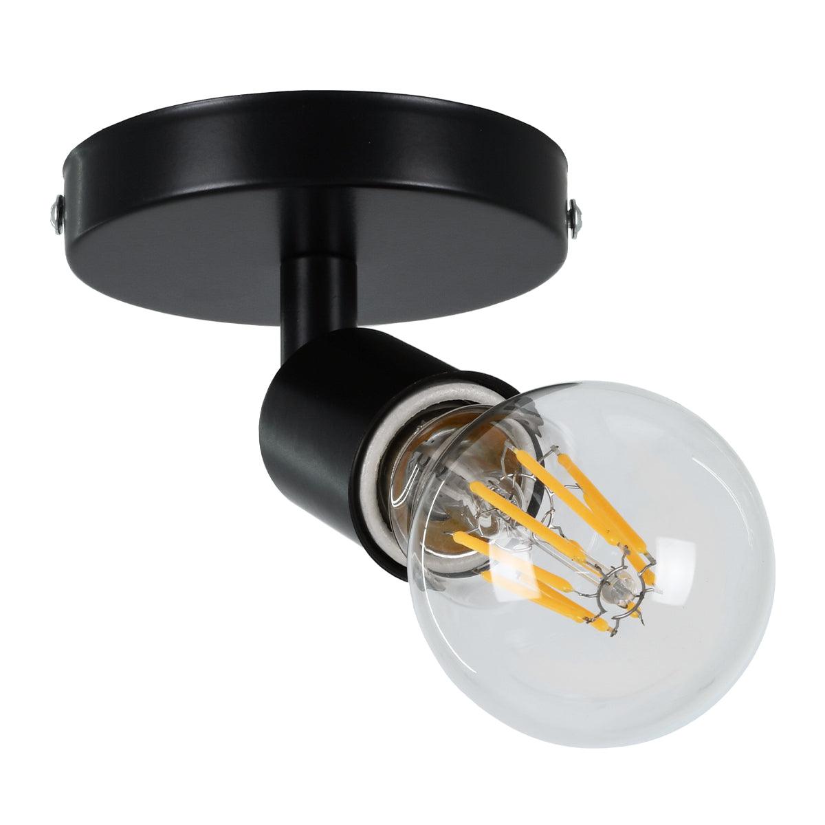GloboStar® SARA 00843 Μοντέρνο Φωτιστικό Οροφής / Τοίχου Μονόφωτο 1xE27 Μεταλλικό Μαύρο Φ10 x Υ10.3cm - ledmania.gr