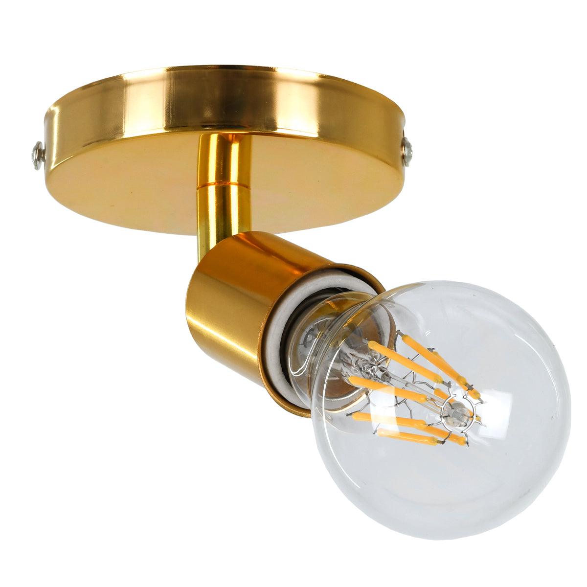 GloboStar® SARA 00845 Μοντέρνο Φωτιστικό Οροφής / Τοίχου Μονόφωτο 1xE27 Μεταλλικό Χρυσό Φ10 x Υ10.3cm - ledmania.gr