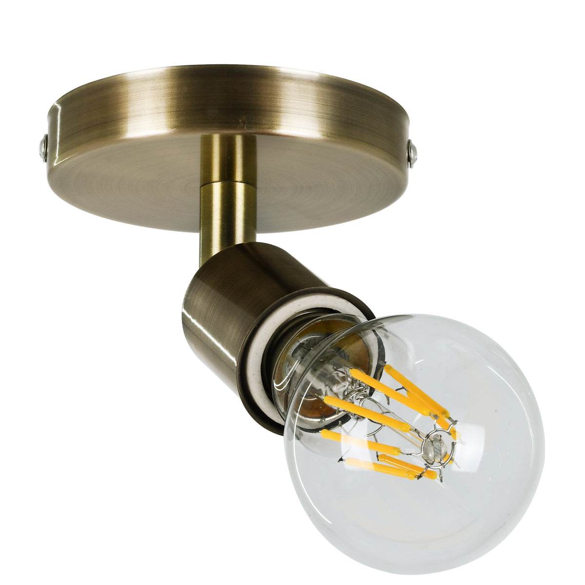 GloboStar® SARA 00847 Μοντέρνο Φωτιστικό Οροφής / Τοίχου Μονόφωτο 1xE27 Μεταλλικό Μπρούτζινο Φ10 x Υ10.3cm - ledmania.gr