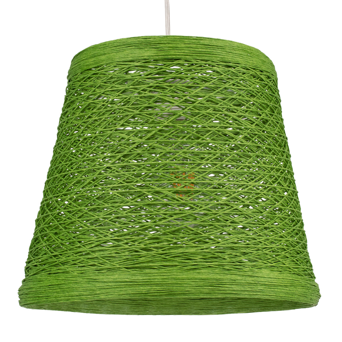 GloboStar® PLAYROOM 00864 Vintage Κρεμαστό Φωτιστικό Οροφής Μονόφωτο Πράσινο Ξύλινο Ψάθινο Rattan Φ32 x Υ27cm - ledmania.gr