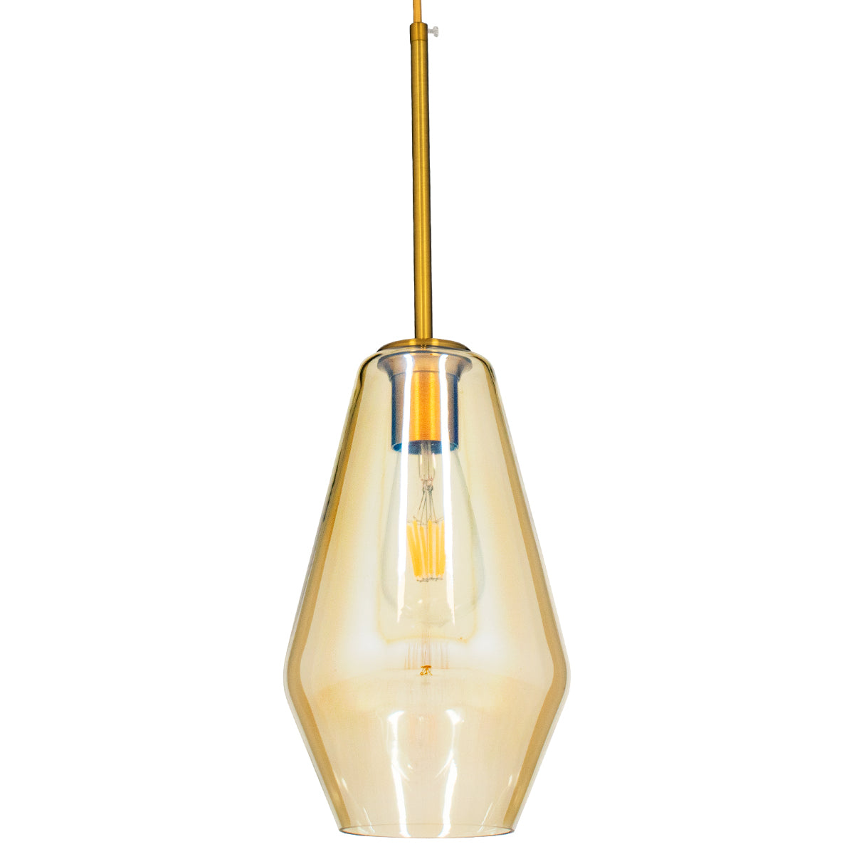 GloboStar® AMARIS 00871 Μοντέρνο Κρεμαστό Φωτιστικό Οροφής Μονόφωτο Γυάλινο Φιμέ Μελί Φ17 x Υ30cm - ledmania.gr