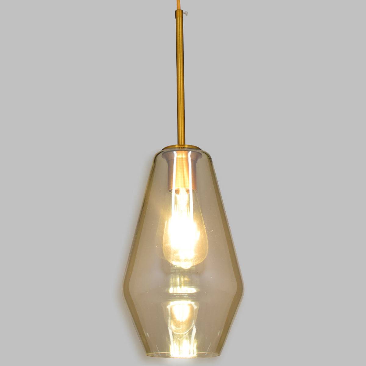 GloboStar® AMARIS 00871 Μοντέρνο Κρεμαστό Φωτιστικό Οροφής Μονόφωτο Γυάλινο Φιμέ Μελί Φ17 x Υ30cm - ledmania.gr