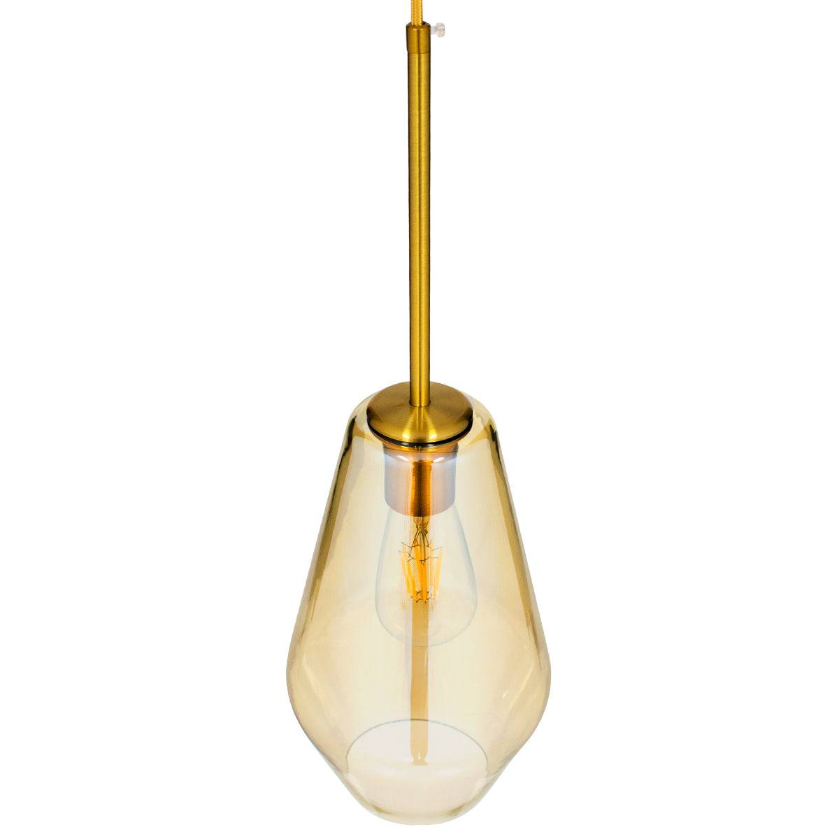 GloboStar® AMARIS 00871 Μοντέρνο Κρεμαστό Φωτιστικό Οροφής Μονόφωτο Γυάλινο Φιμέ Μελί Φ17 x Υ30cm - ledmania.gr