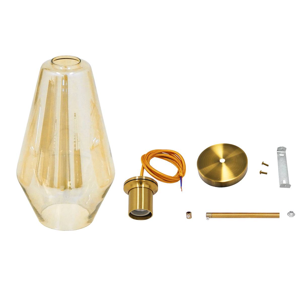 GloboStar® AMARIS 00871 Μοντέρνο Κρεμαστό Φωτιστικό Οροφής Μονόφωτο Γυάλινο Φιμέ Μελί Φ17 x Υ30cm - ledmania.gr
