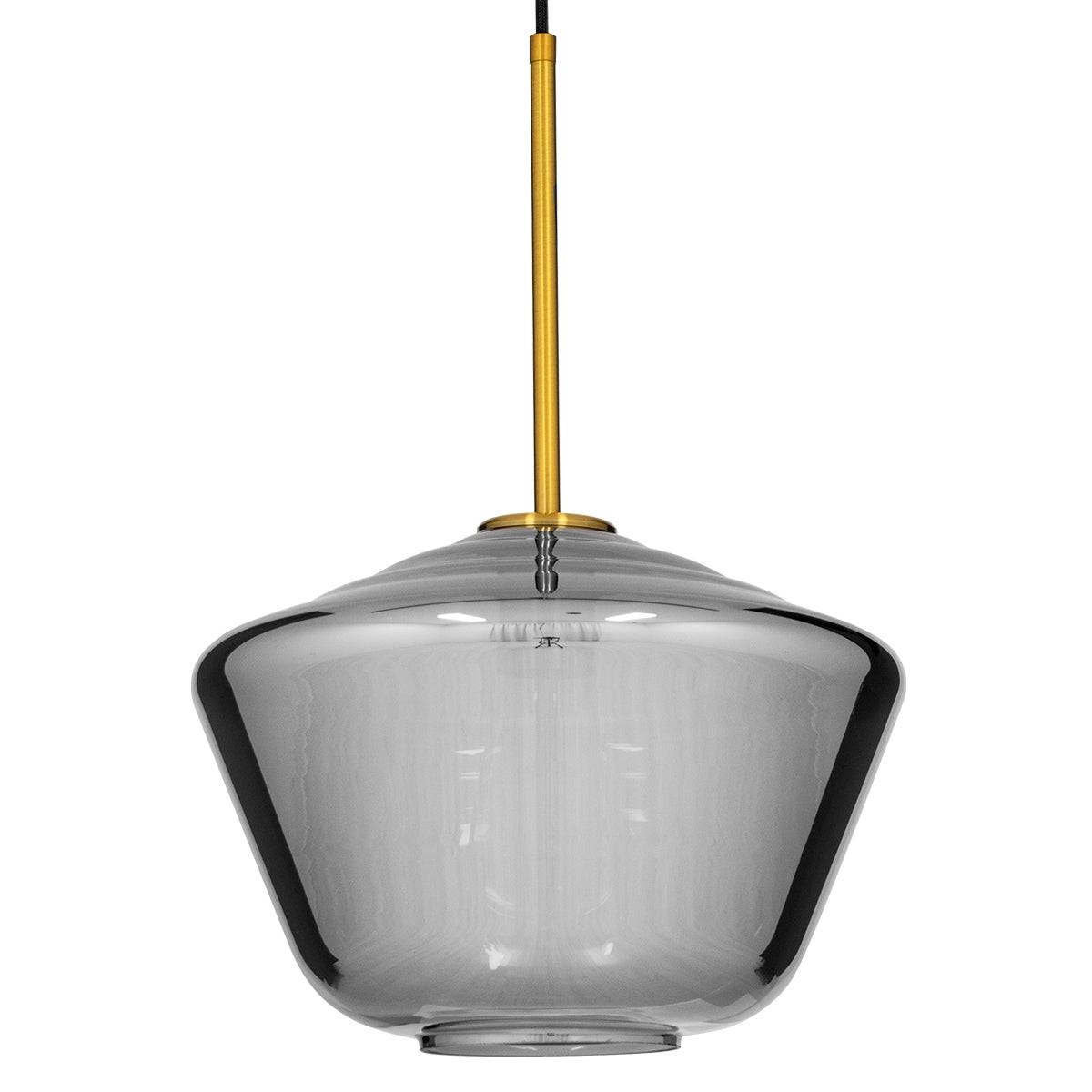 GloboStar® AMARIS 00873 Μοντέρνο Κρεμαστό Φωτιστικό Οροφής Μονόφωτο Γυάλινο Φιμέ Νίκελ Φ30 x Υ22cm - ledmania.gr