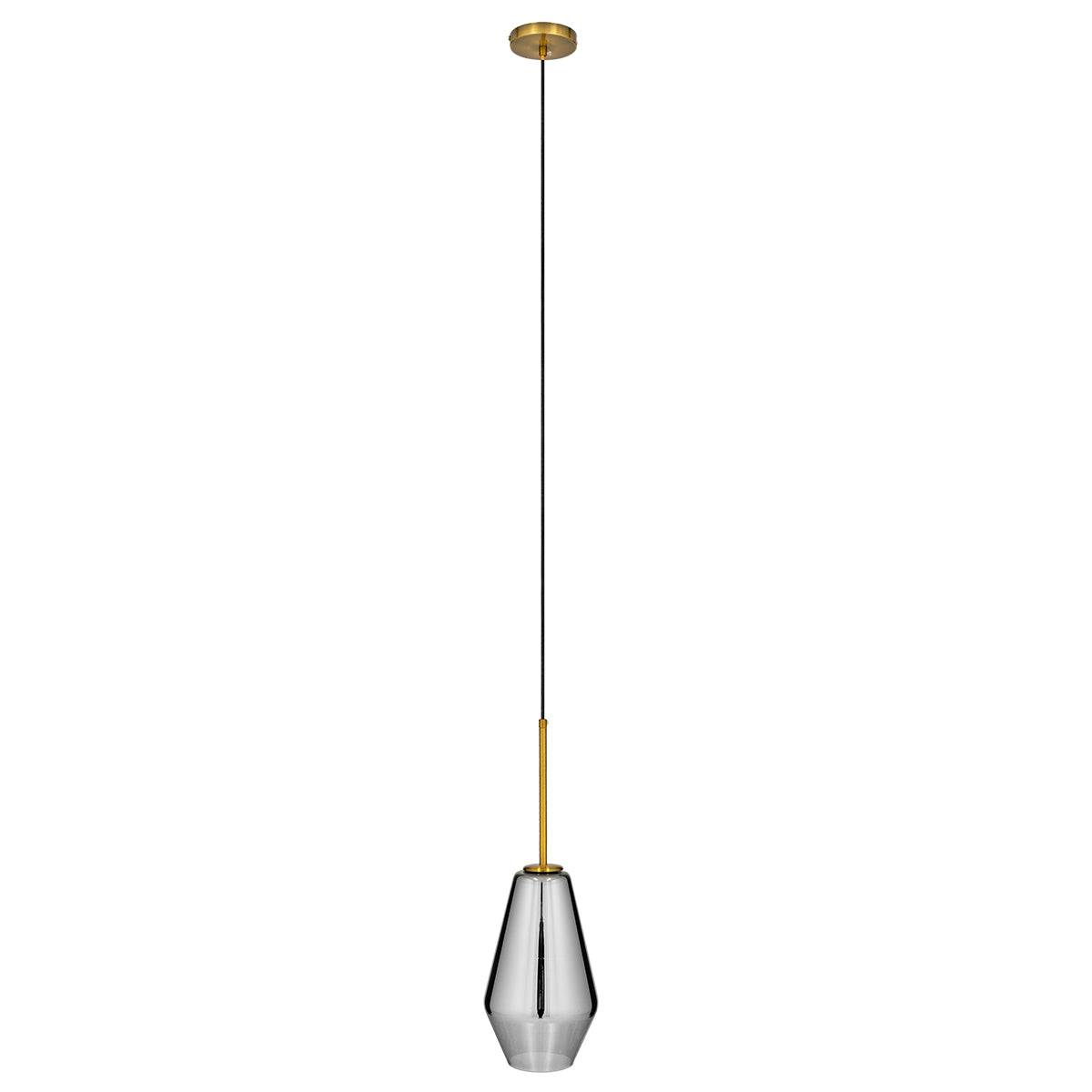 GloboStar® AMARIS 00874 Μοντέρνο Κρεμαστό Φωτιστικό Οροφής Μονόφωτο Γυάλινο Φιμέ Νίκελ Φ17 x Υ30cm - ledmania.gr