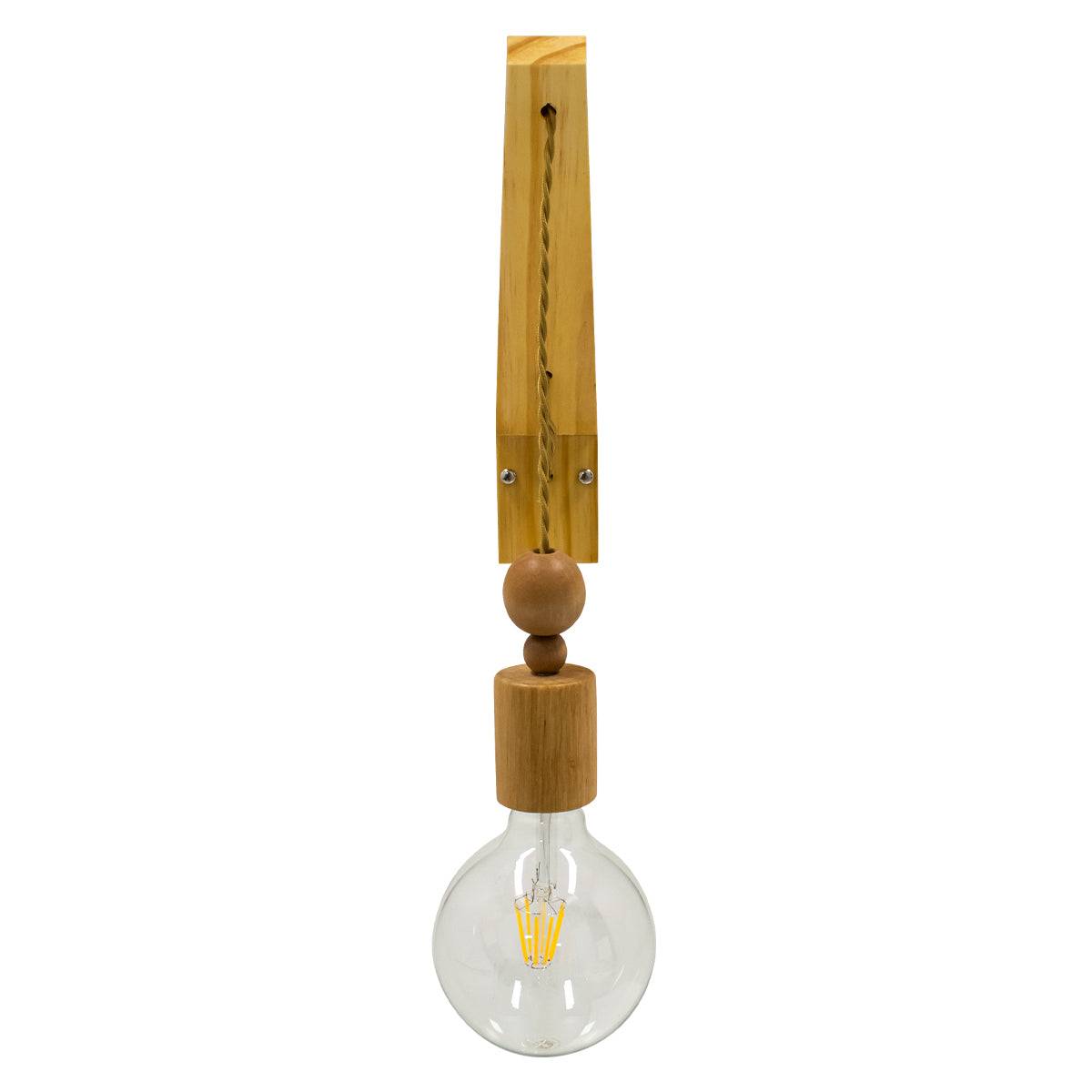 GloboStar® NOVO 00885 Vintage Φωτιστικό Τοίχου Απλίκα Μονόφωτο Μπεζ Ξύλινο με Σχοινί Μ7 x Π27 x Υ29-65cm - ledmania.gr