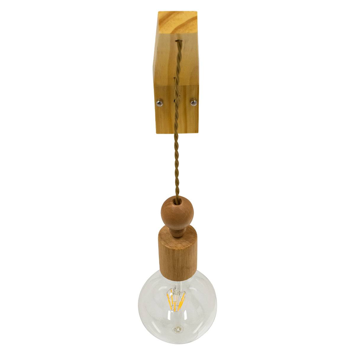 GloboStar® NOVO 00885 Vintage Φωτιστικό Τοίχου Απλίκα Μονόφωτο Μπεζ Ξύλινο με Σχοινί Μ7 x Π27 x Υ29-65cm - ledmania.gr