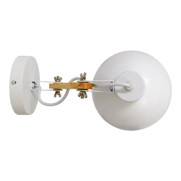 GloboStar® GRANT 00903 Μοντέρνο Φωτιστικό Τοίχου Απλίκα Μονόφωτο Λευκό με Ξύλινο Βραχίονα Μεταλλικό Φ15 x Y12cm - ledmania.gr