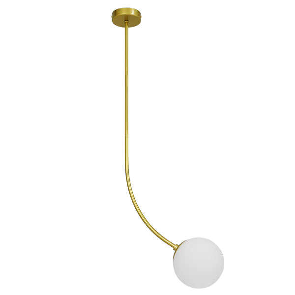 GloboStar® DRIZZLE 00921 Μοντέρνο Φωτιστικό Οροφής Μονόφωτο Χρυσό 100cm με Λευκό Ματ Γυαλί Φ15 x Y100cm - ledmania.gr