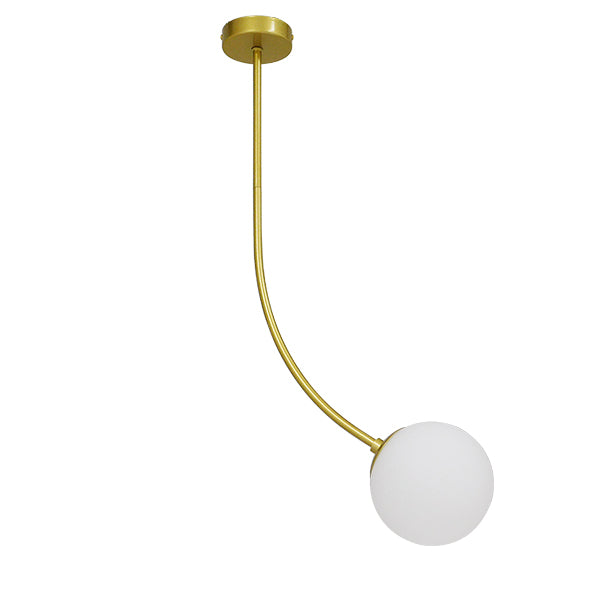 GloboStar® DRIZZLE 00922 Μοντέρνο Φωτιστικό Οροφής Μονόφωτο Χρυσό 70cm με Λευκό Ματ Γυαλί Φ15 x Y70cm - ledmania.gr