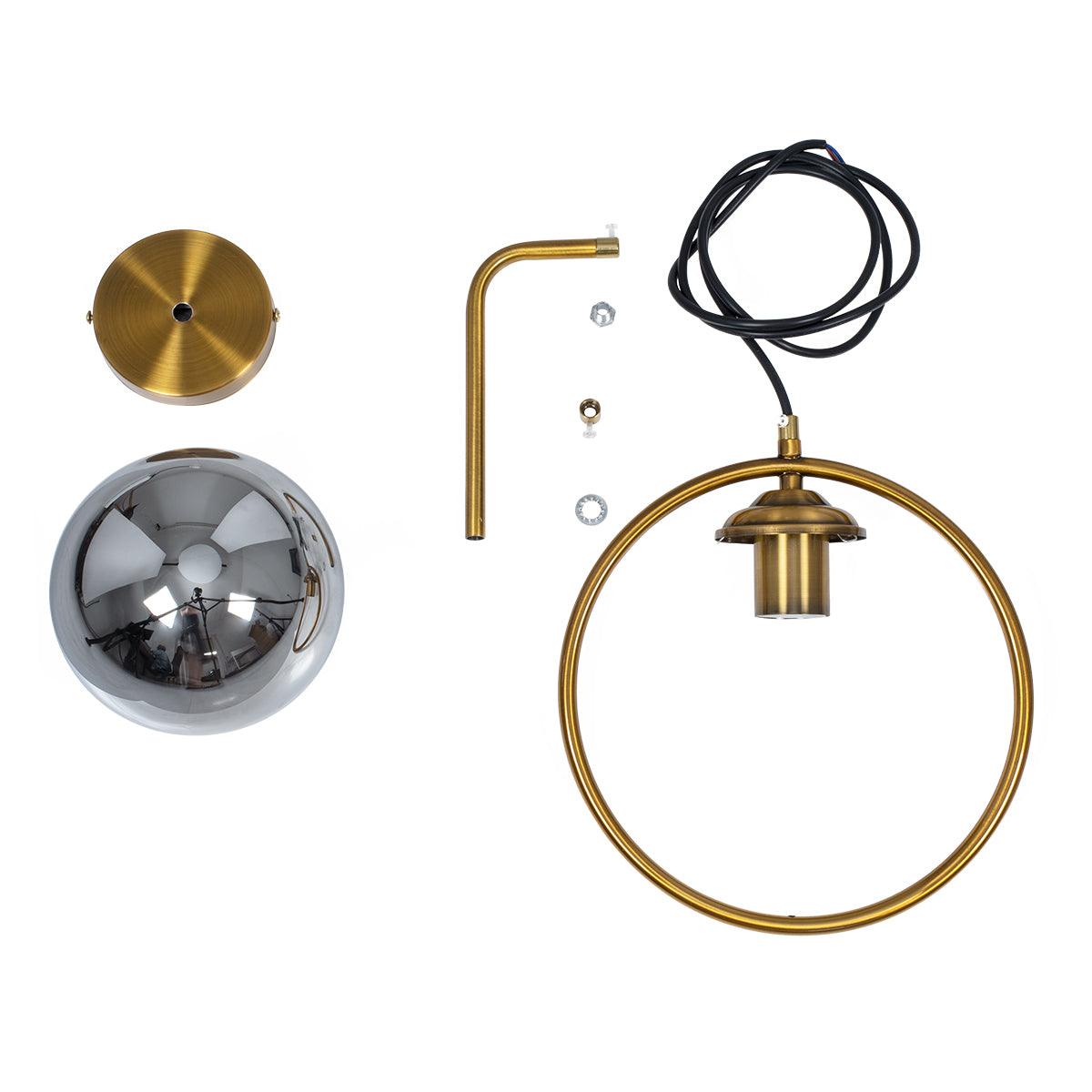 GloboStar® VIENNA 00923 Μοντέρνο Φωτιστικό Τοίχου Απλίκα Μονόφωτο Χρυσό Μεταλλικό Γυάλινο Μπάλα με Ρυθμιζόμενη Ανάρτηση Μ25 x Π23 x Υ27cm - ledmania.gr