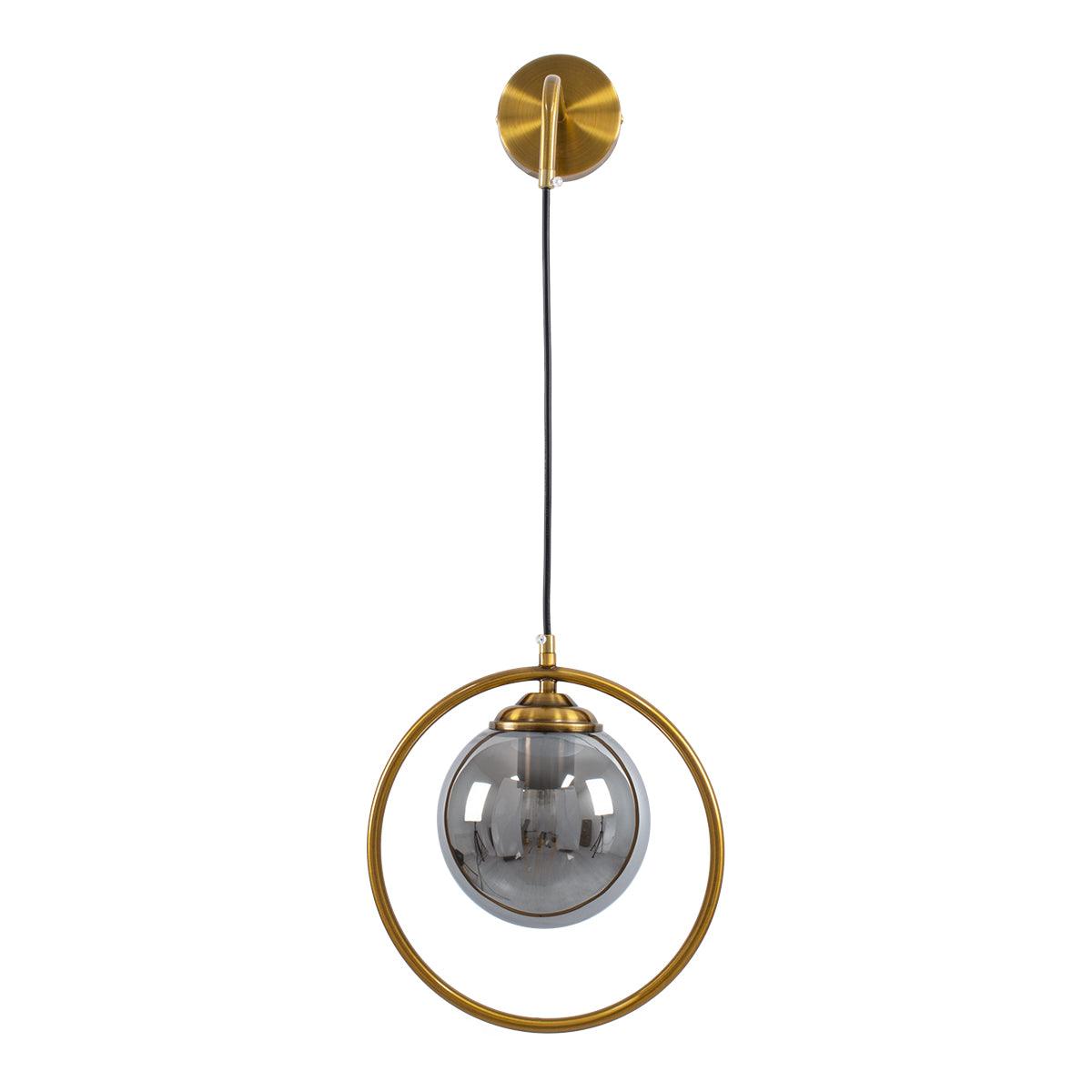 GloboStar® VIENNA 00923 Μοντέρνο Φωτιστικό Τοίχου Απλίκα Μονόφωτο Χρυσό Μεταλλικό Γυάλινο Μπάλα με Ρυθμιζόμενη Ανάρτηση Μ25 x Π23 x Υ27cm - ledmania.gr