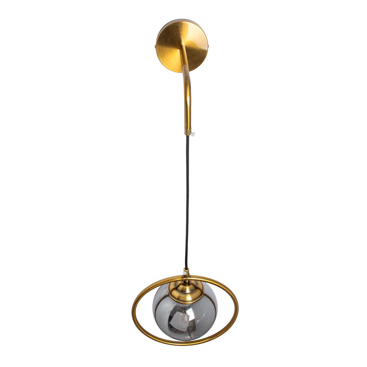 GloboStar® VIENNA 00923 Μοντέρνο Φωτιστικό Τοίχου Απλίκα Μονόφωτο Χρυσό Μεταλλικό Γυάλινο Μπάλα με Ρυθμιζόμενη Ανάρτηση Μ25 x Π23 x Υ27cm - ledmania.gr