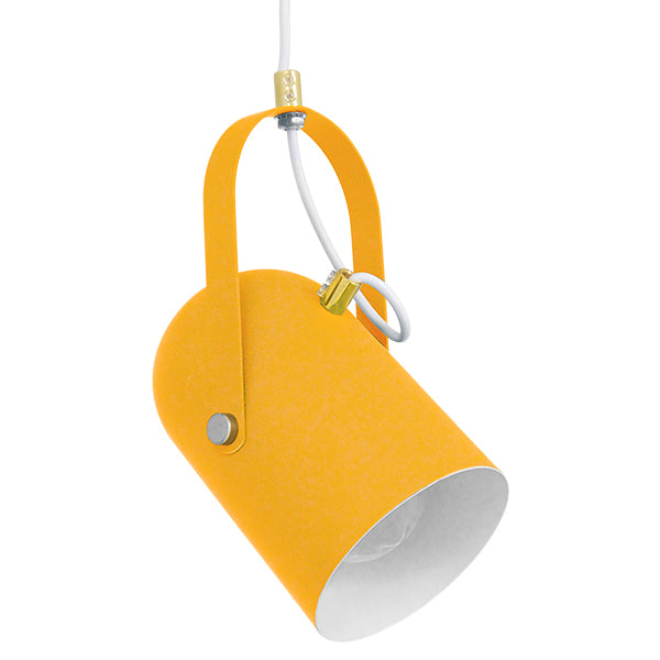 GloboStar® HAZEL 00926 Μοντέρνο Κρεμαστό Φωτιστικό Οροφής Μονόφωτο Κίτρινο Ματ με Χρυσές Λεπτομέρειες Μεταλλικό Φ12 x Υ27cm - ledmania.gr