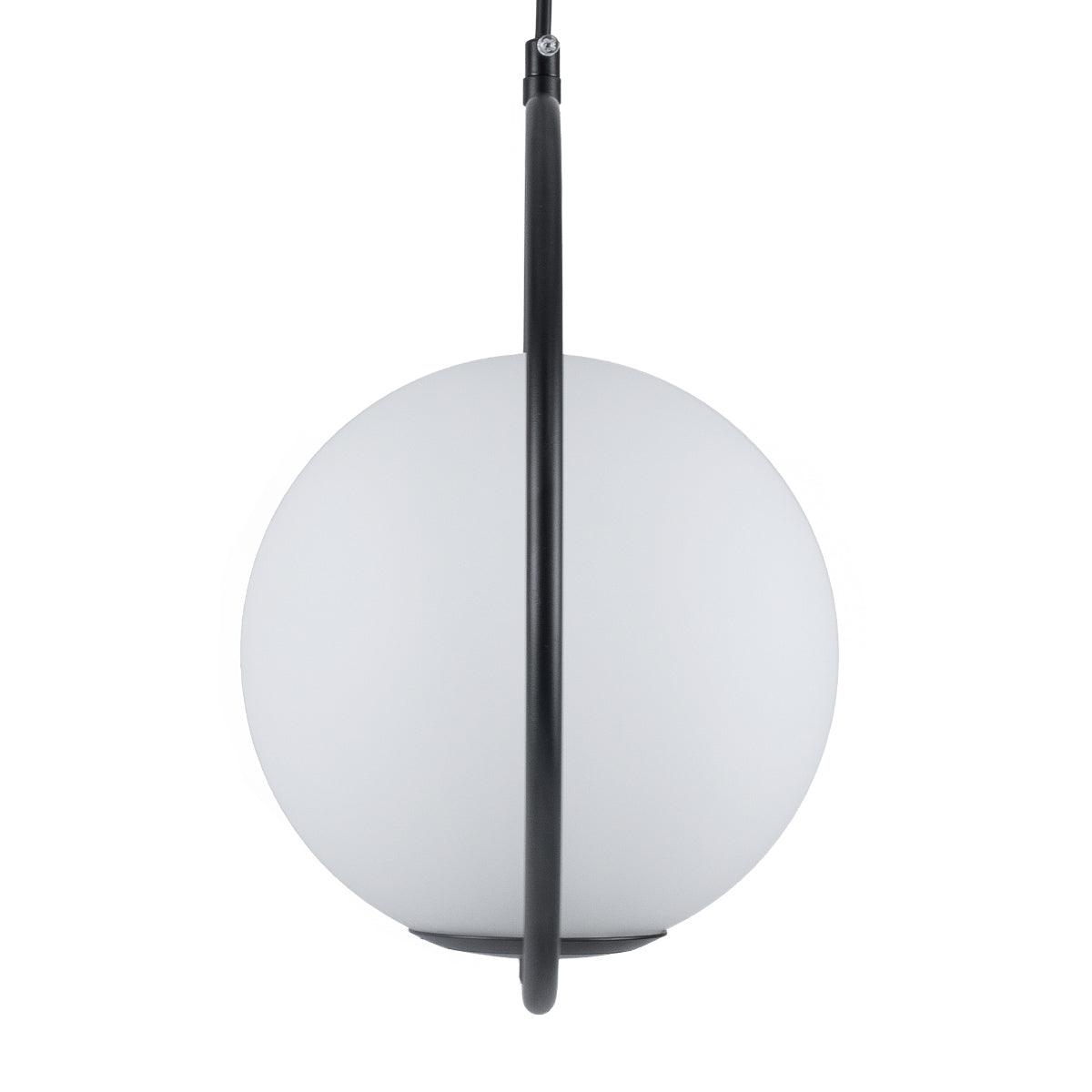 GloboStar® MADRID 00931 Μοντέρνο Κρεμαστό Φωτιστικό Οροφής Μονόφωτο Μαύρο Μεταλλικό Γυάλινο Μπάλα Μ30 x Π20 x Υ30cm - ledmania.gr