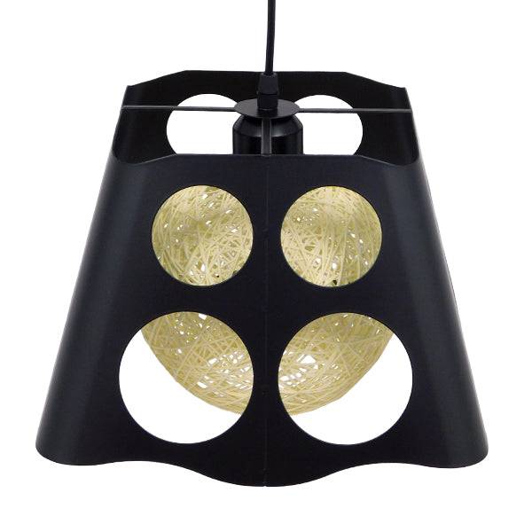 GloboStar® CARTER 00962 Μοντέρνο Industrial Κρεμαστό Φωτιστικό Οροφής Μονόφωτο Μαύρο με Εκρού Μεταλλικό Πλέγμα Μ28 x Π28 x Υ22cm - ledmania.gr