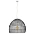 GloboStar® MALIBU 00966 Vintage Κρεμαστό Φωτιστικό Οροφής Μονόφωτο Μαύρο Ξύλινο Bamboo Φ100 x Y86cm - ledmania.gr