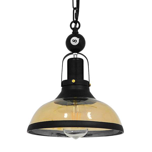 GloboStar® BILLIARD 00971 Vintage Industrial Κρεμαστό Φωτιστικό Οροφής Μονόφωτο Mαύρο Μεταλλικό Καμπάνα Φ25 x Υ29cm - ledmania.gr