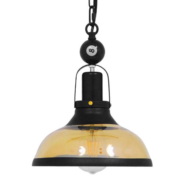 GloboStar® BILLIARD 00971 Vintage Industrial Κρεμαστό Φωτιστικό Οροφής Μονόφωτο Mαύρο Μεταλλικό Καμπάνα Φ25 x Υ29cm - ledmania.gr