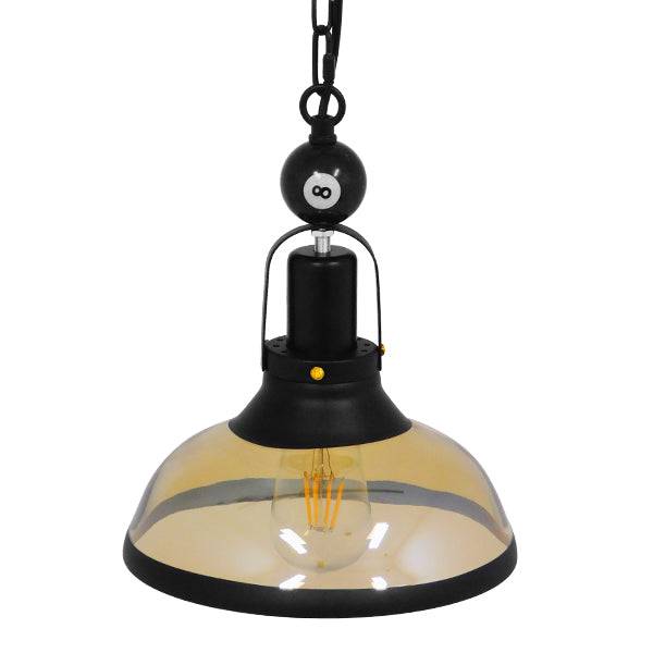 GloboStar® BILLIARD 00971 Vintage Industrial Κρεμαστό Φωτιστικό Οροφής Μονόφωτο Mαύρο Μεταλλικό Καμπάνα Φ25 x Υ29cm - ledmania.gr