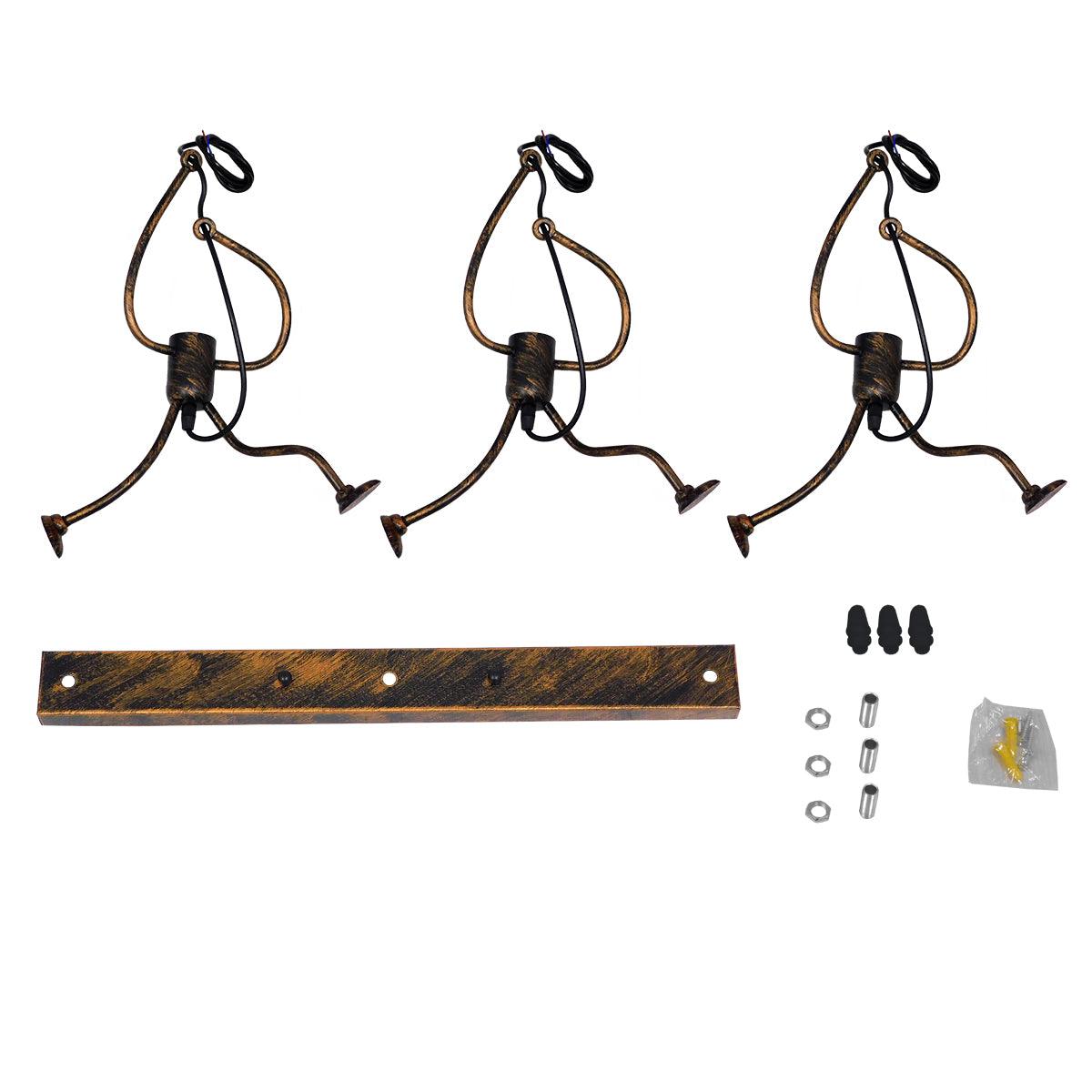 GloboStar® FIGURE 10000979 Μοντέρνο Κρεμαστό Παιδικό Φωτιστικό Οροφής Τρίφωτο Μπρούτζινο Μεταλλικό Φιγούρα Μ70 x Π10 x Υ105cm - ledmania.gr