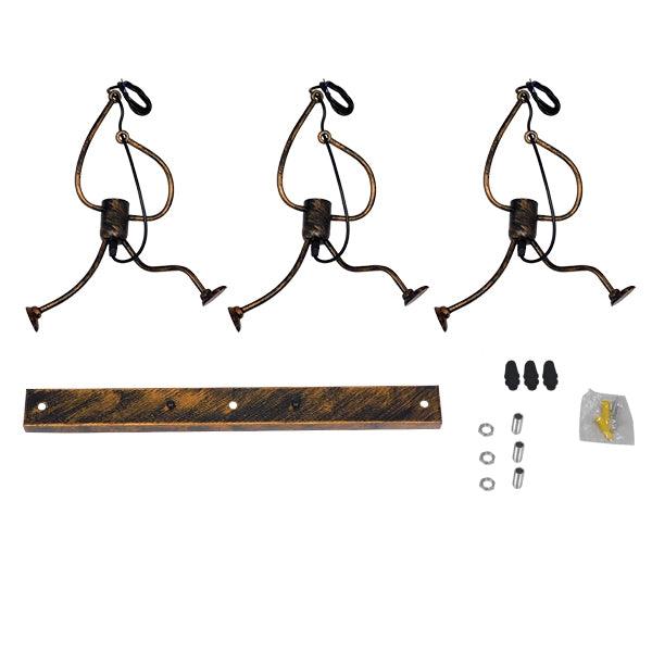 GloboStar® LITTLE MAN 00979 SET Μοντέρνο Κρεμαστό Φωτιστικό Οροφής Τρίφωτο Καφέ Σκουριά Μεταλλικό Μ70 x Π10 x Υ105cm - ledmania.gr