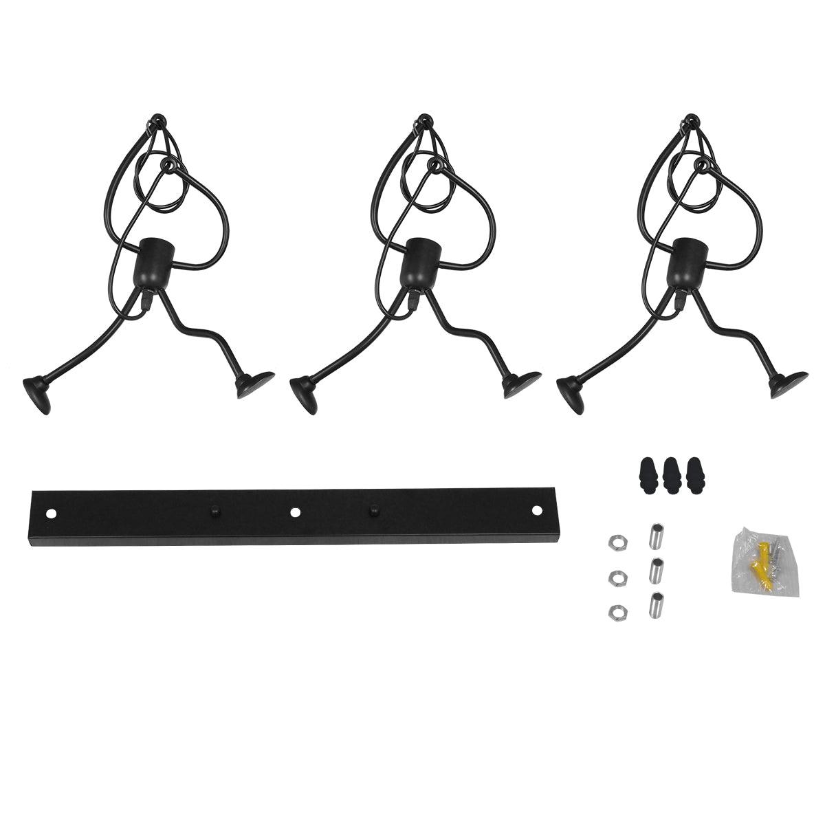 GloboStar® FIGURE 10000980 Μοντέρνο Κρεμαστό Παιδικό Φωτιστικό Οροφής Τρίφωτο Μαύρο Μεταλλικό Φιγούρα Μ70 x Π10 x Υ105cm - ledmania.gr