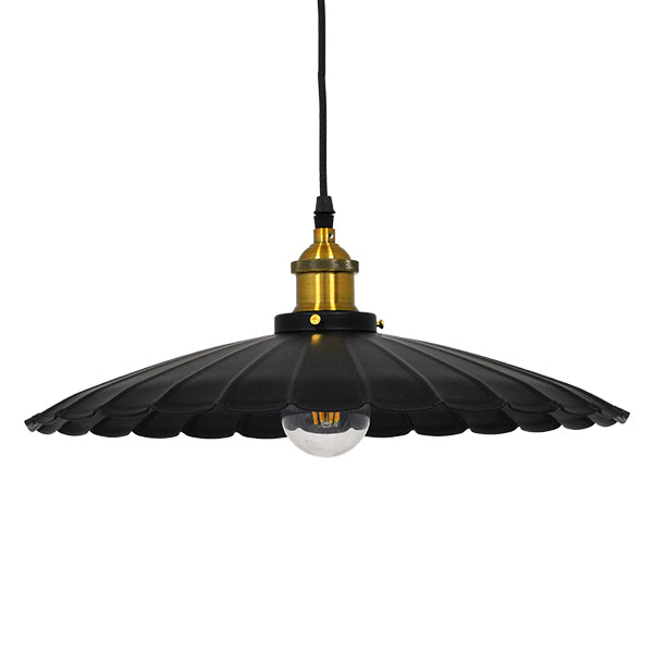 GloboStar® MARGI 00982 Vintage Industrial Κρεμαστό Φωτιστικό Οροφής Μονόφωτο Μαύρο Μεταλλικό Καμπάνα Φ40 x Y15cm - ledmania.gr