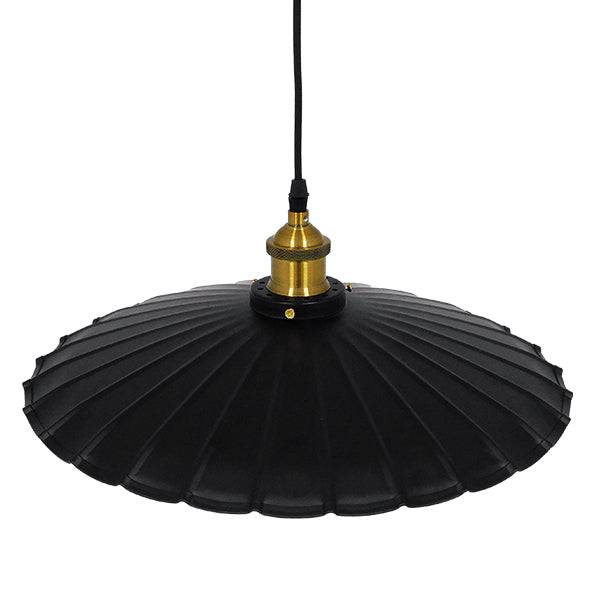 GloboStar® MARGI 00982 Vintage Industrial Κρεμαστό Φωτιστικό Οροφής Μονόφωτο Μαύρο Μεταλλικό Καμπάνα Φ40 x Y15cm - ledmania.gr