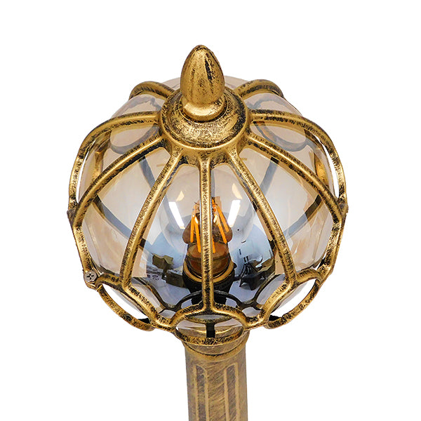 GloboStar® ETOILE 00985 Vintage Φωτιστικό Δαπέδου Μονόφωτο 1 x E27 Μπρονζέ Χρυσό Μεταλλικό Πλέγμα με Μελί Γυάλινη Μπάλα D18 x H102cm - ledmania.gr