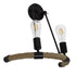 GloboStar® CROWN 01002 Vintage Industrial Φωτιστικό Τοίχου Απλίκα Δίφωτο Μαύρο Μεταλλικό με Μπεζ Σχοινί Μ21.5 x Π41 x Υ47cm - ledmania.gr