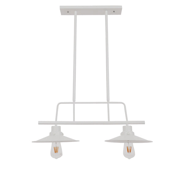 GloboStar® REGAL 01008 Vintage Industrial Φωτιστικό Οροφής Δίφωτο Λευκό Μεταλλικό Ράγα Μ67 x Π26 x Υ85cm - ledmania.gr