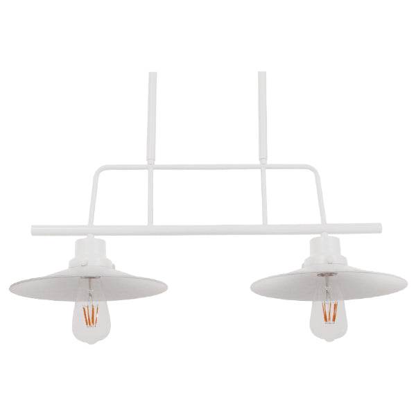 GloboStar® REGAL 01008 Vintage Industrial Φωτιστικό Οροφής Δίφωτο Λευκό Μεταλλικό Ράγα Μ67 x Π26 x Υ85cm - ledmania.gr