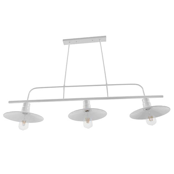 GloboStar® REGAL 01010 Vintage Industrial Φωτιστικό Οροφής Τρίφωτο Λευκό Μεταλλικό Ράγα Μ113 x Π26 x Υ85cm - ledmania.gr