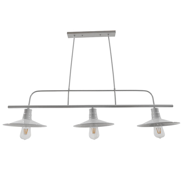 GloboStar® REGAL 01010 Vintage Industrial Φωτιστικό Οροφής Τρίφωτο Λευκό Μεταλλικό Ράγα Μ113 x Π26 x Υ85cm - ledmania.gr