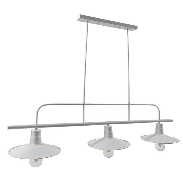 GloboStar® REGAL 01010 Vintage Industrial Φωτιστικό Οροφής Τρίφωτο Λευκό Μεταλλικό Ράγα Μ113 x Π26 x Υ85cm - ledmania.gr