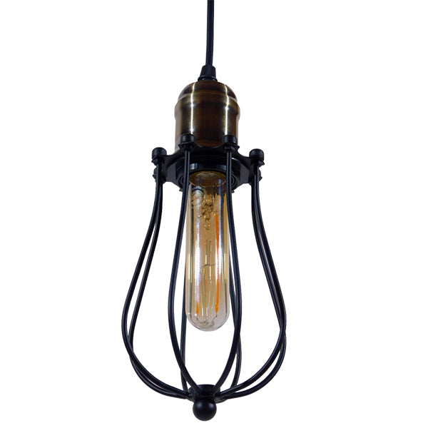 GloboStar® CAMBER 01016 Vintage Industrial Κρεμαστό Φωτιστικό Οροφής Μονόφωτο Μαύρο Μεταλλικό Πλέγμα Φ11 x Y25cm - ledmania.gr