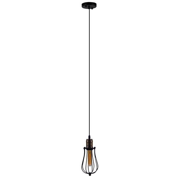 GloboStar® CAMBER 01016 Vintage Industrial Κρεμαστό Φωτιστικό Οροφής Μονόφωτο Μαύρο Μεταλλικό Πλέγμα Φ11 x Y25cm - ledmania.gr