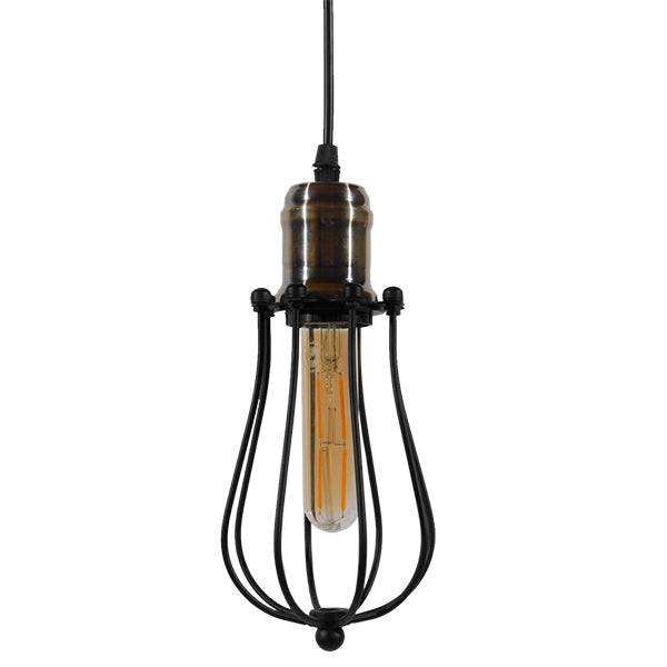 GloboStar® CAMBER 01016 Vintage Industrial Κρεμαστό Φωτιστικό Οροφής Μονόφωτο Μαύρο Μεταλλικό Πλέγμα Φ11 x Y25cm - ledmania.gr