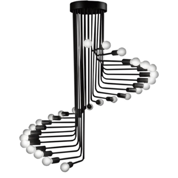 GloboStar® STAIRS 01024 Μοντέρνο Φωτιστικό Οροφής Πολύφωτο Μαύρο Μεταλλικό Φ80 x Y95cm - ledmania.gr