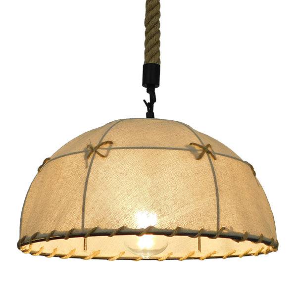 GloboStar® ANTOINETTE 01028 Vintage Κρεμαστό Φωτιστικό Οροφής Μονόφωτο με Μπεζ Σχοινί και Καπέλο Φ35 x Y20cm - ledmania.gr